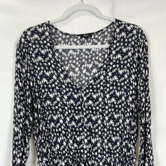 Rails Black and White Star Print Long Sleeve Dress - Picture 2 of 13